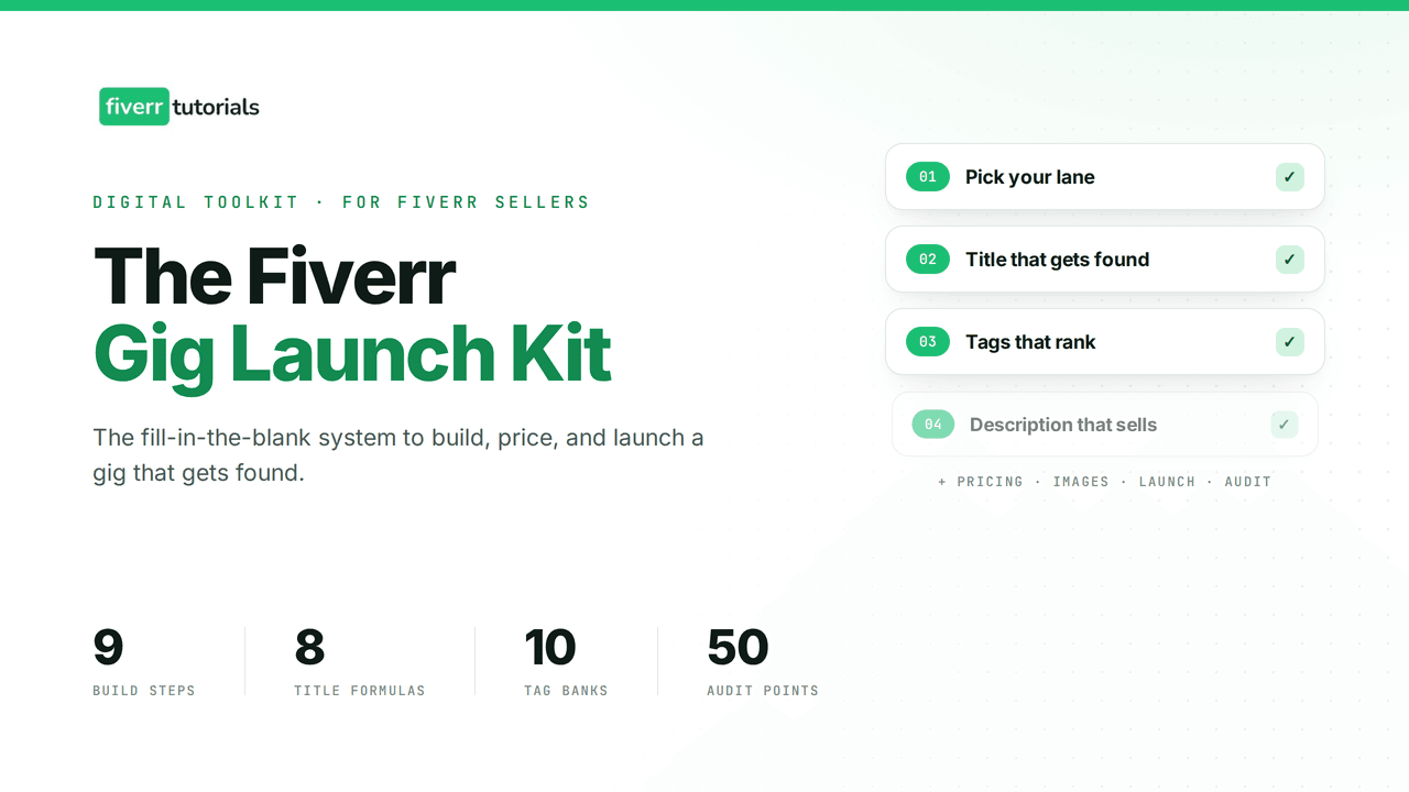 The Fiverr Gig Launch Kit — 9 steps to a gig that gets found